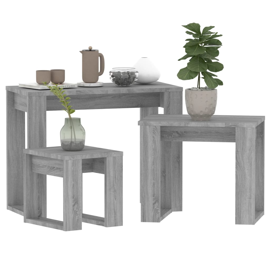 Nesting Tables 3 pcs Grey Sonoma Engineered Wood